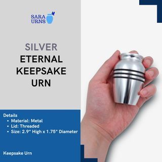 [saraurnsph] Silver Eternal Keepsake Urn Lightweight Metal Cremation Ashes Urn Funeral Jar Mini