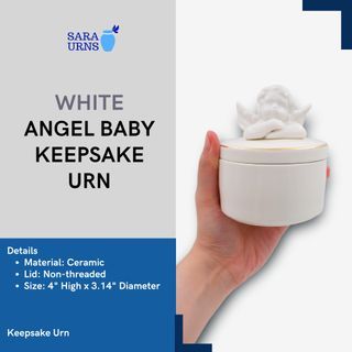 [saraurnsph] White Angel Baby Keepsake Urn Ceramic Mini Urn Cremation Ashes Jar Funeral Container