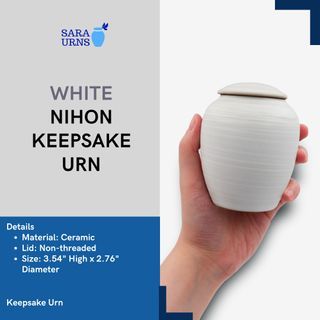 [saraurnsph] White Nihon Keepsake Urn Ceramic Mini Urn Cremation Ashes Jar Container