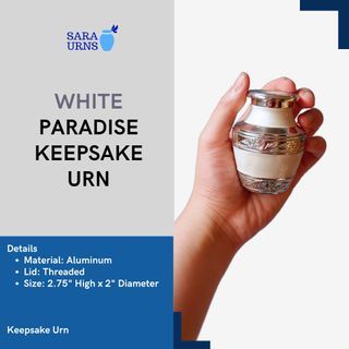 [saraurnsph] White Paradise Keepsake Urn Cremation Ashes Urn Funeral Container Jar Mini