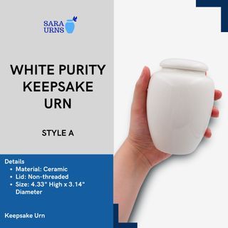 [saraurnsph] White Purity Keepsake Urn Style A Ceramic Mini Urn Cremation Ashes Jar Container