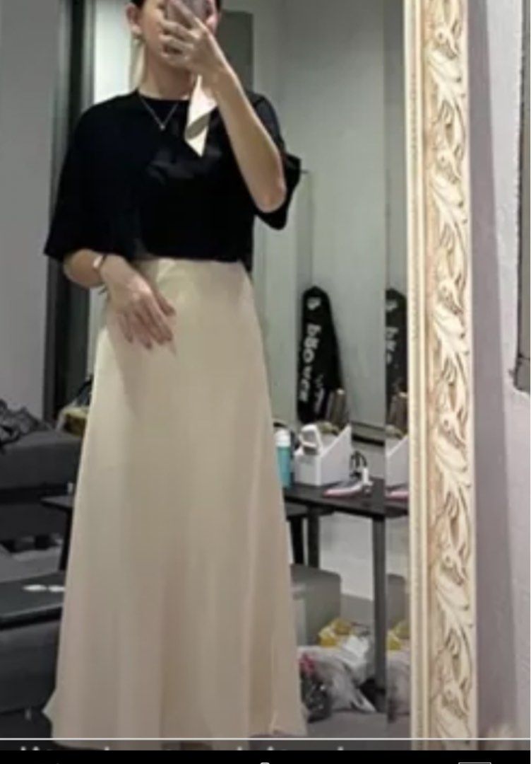 Satin Long Maxi A Line Skirt