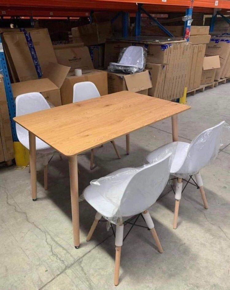 Scandinavian Dining Table Set (Category: Table Linen & Textiles) located in Manila. Submitted by zainabonlineshop (Listing ID 1252017292, Image 2). Description: SCANDINAVIAN DINING TABLE SET‼️ Scandi Wooden Table (120x80) 🤎 P4,800💰 Scandi Chair (Black/White) 🤎 P800 Scandi Table & (4) Chairs Set 🤎 I P7,600 (much lesser than individual price) Brand-New Items! Available on Hand! Direct from Warehouse! Legit Seller | Distributor! Good Quality, Af