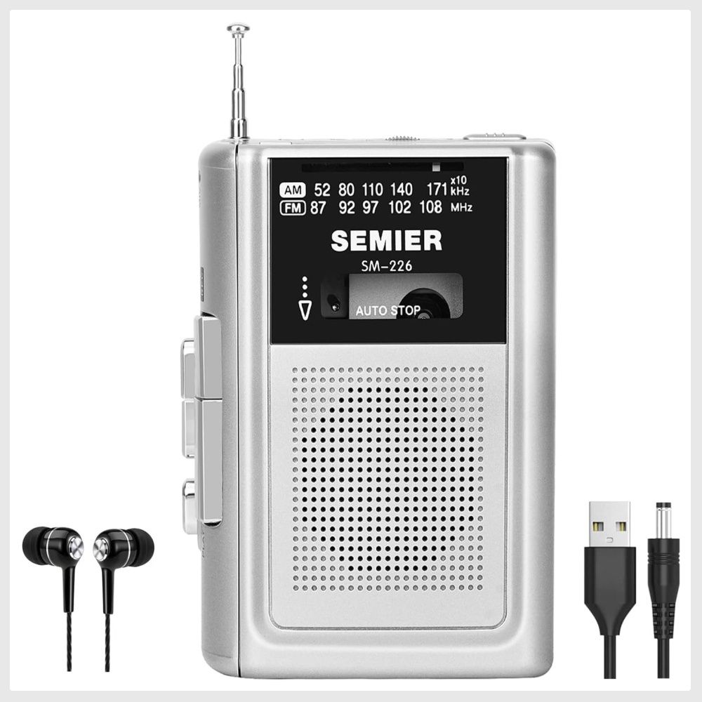 SEMIER Portable Cassette Player Recorder AM FM Radio Stereo -Compact  Personal Walkman Cassette Tape Player/Recorder with Built in Speaker and