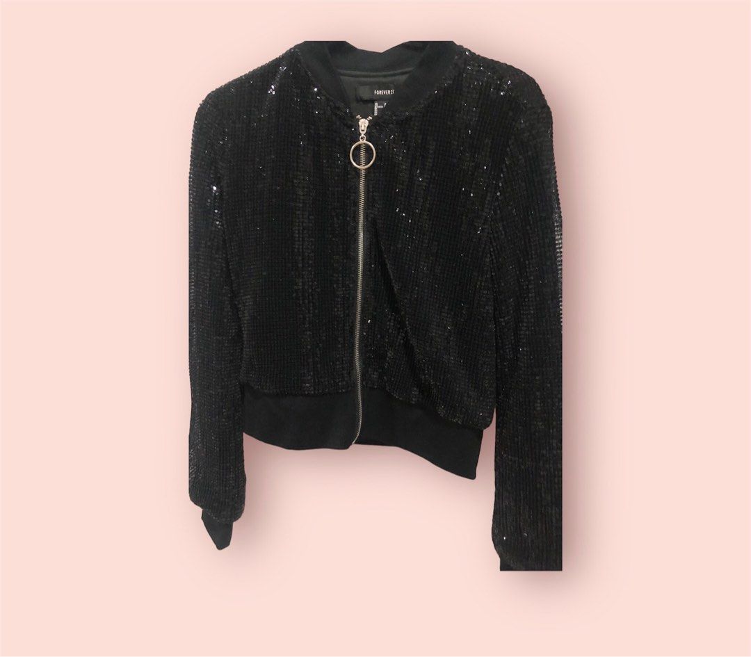Black sequin store jacket forever 21