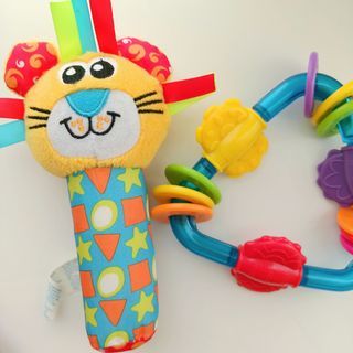 Set D | Playgro : Lion Squaker + Triangle Rattle |preloved