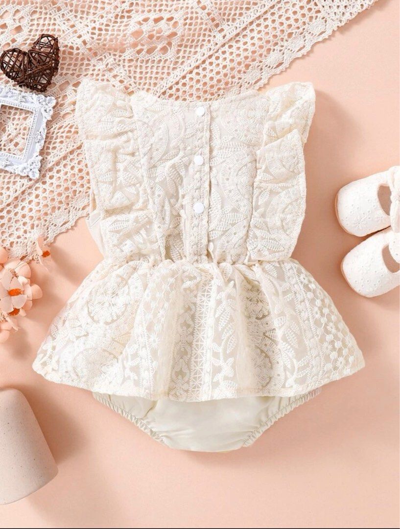 Floral Embroidery Ruffle Bodysuit