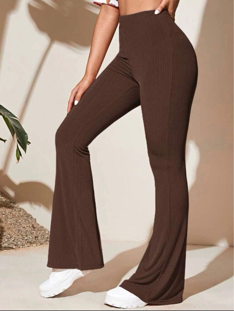 Shein Flare Pants Choco Brown Medium, Women's Fashion, Bottoms, Other  Bottoms on Carousell