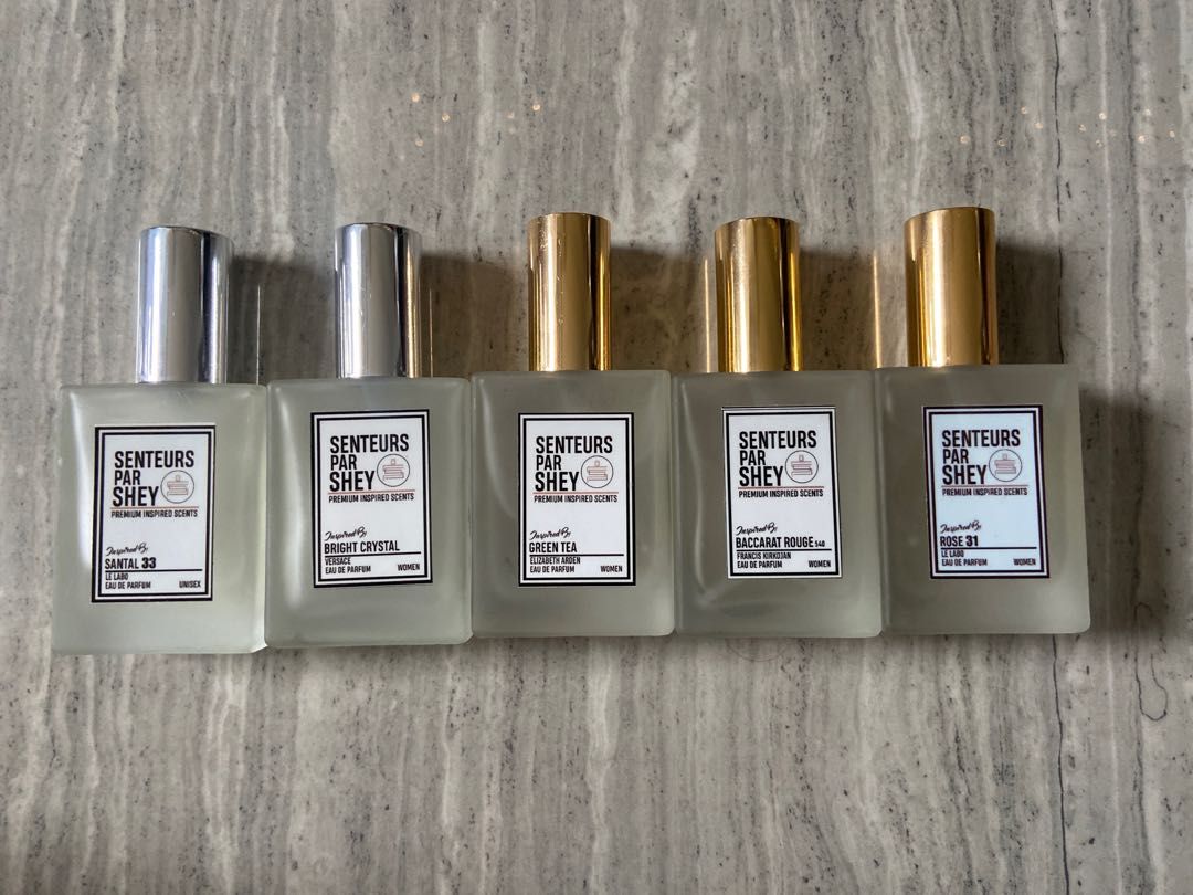 SPS Senteurs Par Shey EDP (Category: Fragrance & Deodorants) located in Quezon City. Submitted by kmf1004 (Listing ID 1252041126, Image 1). Description: Take all for 1k 😊 - Santal 33 - Rose 31 - Bright Crystal - Green Tea - Baccarat Rouge 540 Rfs: Decluttering MOP: Gcash/Maya/BPI.