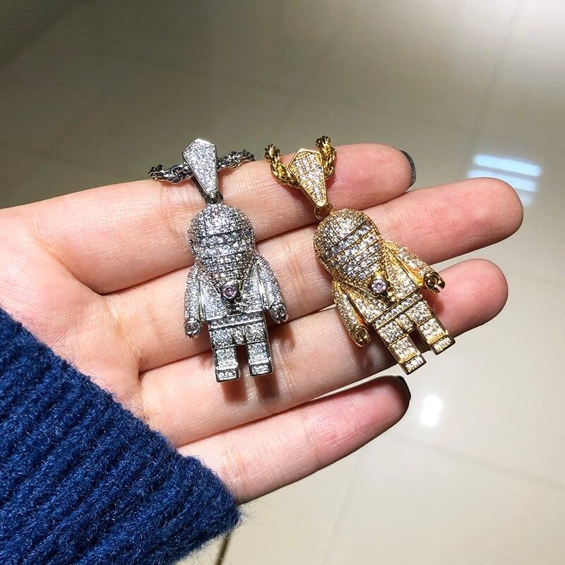 Iced out astronaut pendant hot sale