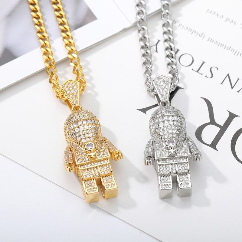 Iced out astronaut best sale pendant