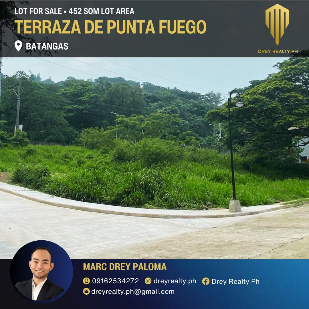 Terrazas De Punta Fuego at 452 Corner and Elevated Lot Only in Nasugbu