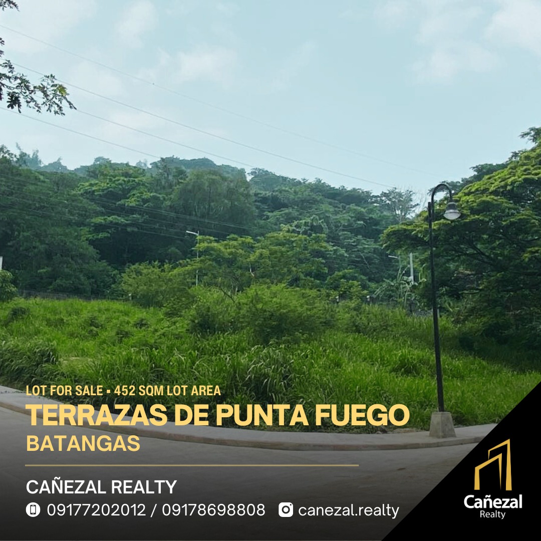 Terrazas De Punta Fuego Lot Only at 452 SQM Corner and Lot in Nasugbu