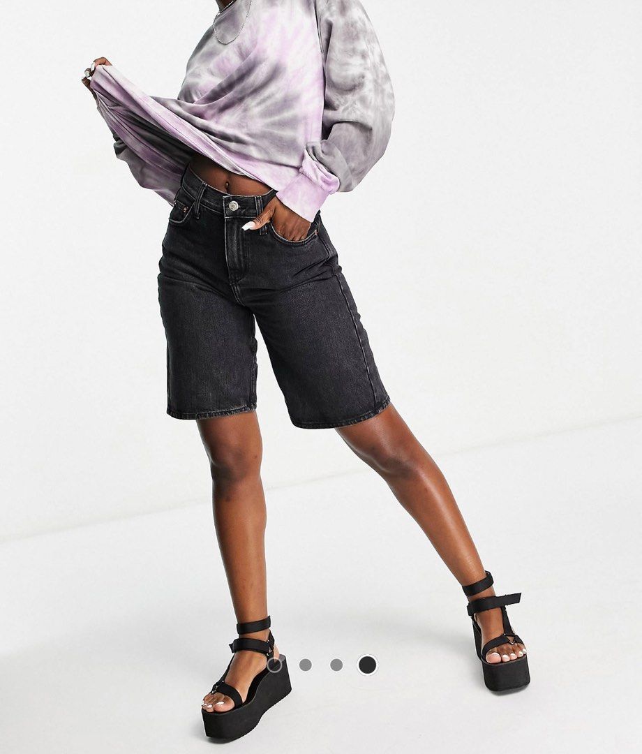 Topshop longline denim shorts best sale