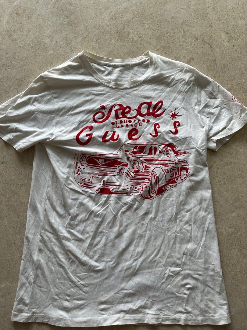 Tshirts guess red white for men