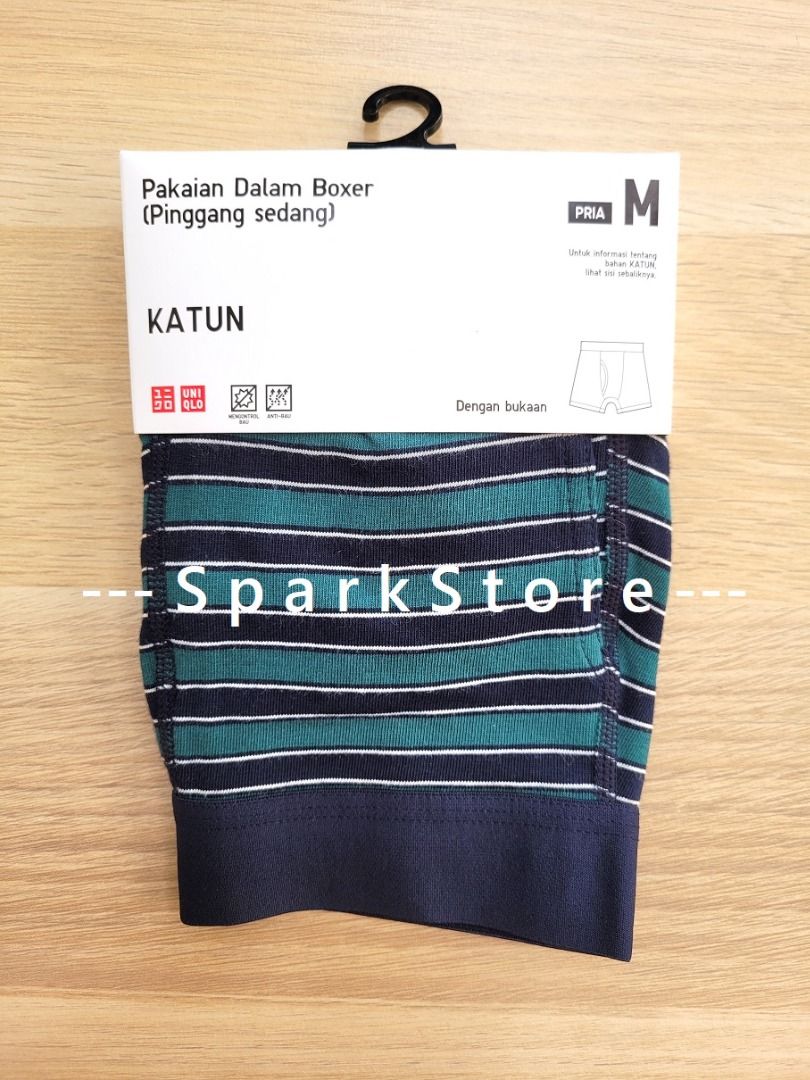 Uniqlo Celana Dalam Boxer Briefs Katun Supima Cotton Navy Garis, Fesyen ...