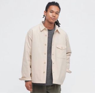 Unisex Uniqlo Overshirt Jersey Jacket Button Up