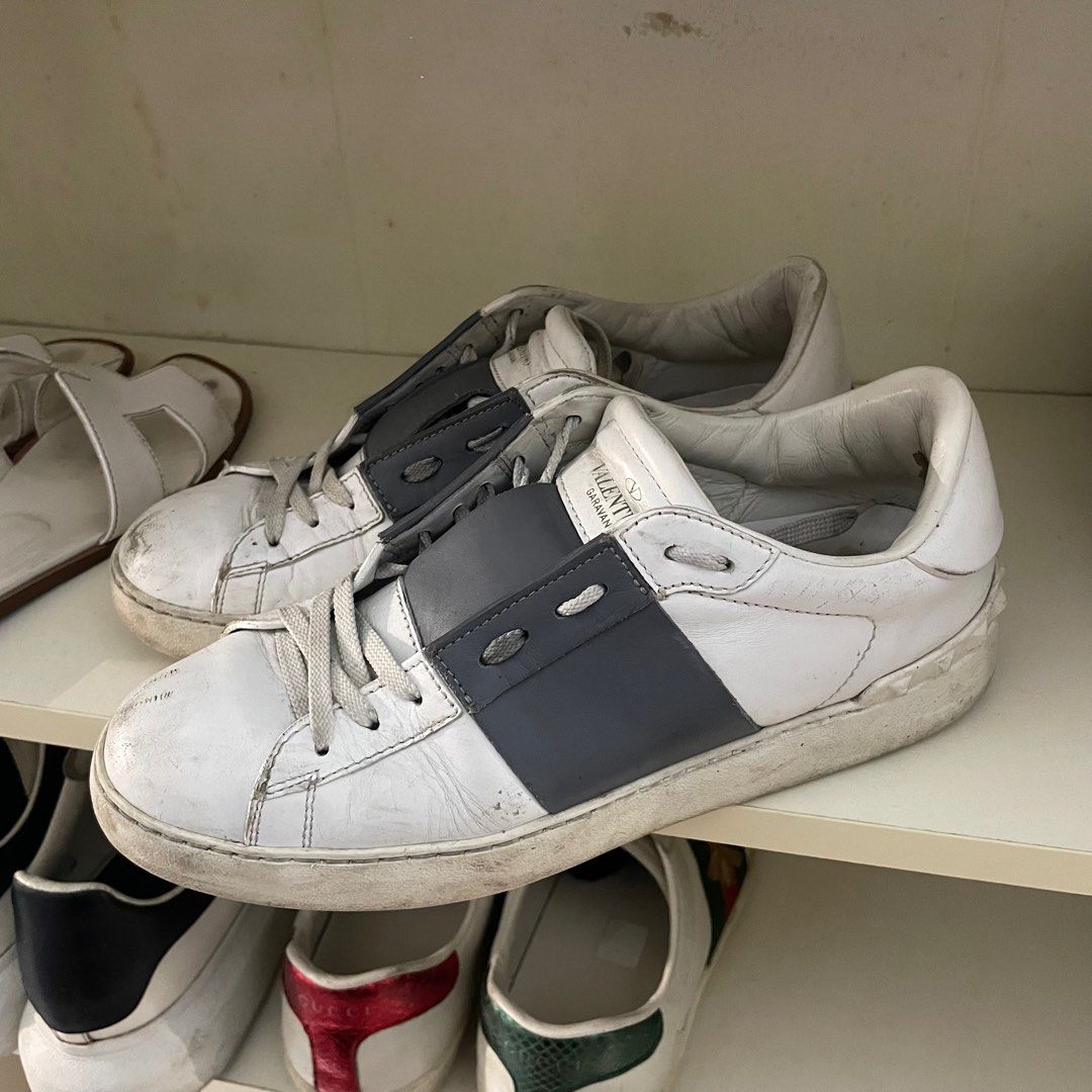 Grey valentino rockstud shoes discount