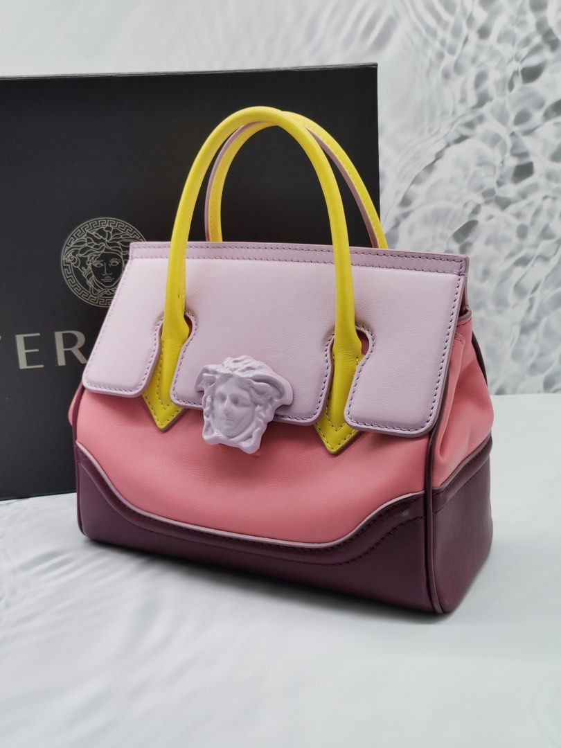 VERSACE PALAZZO EMPIRE MEDUSA SMALL PINK LILAC TRI COLOR FLAP SHOULDER BAG