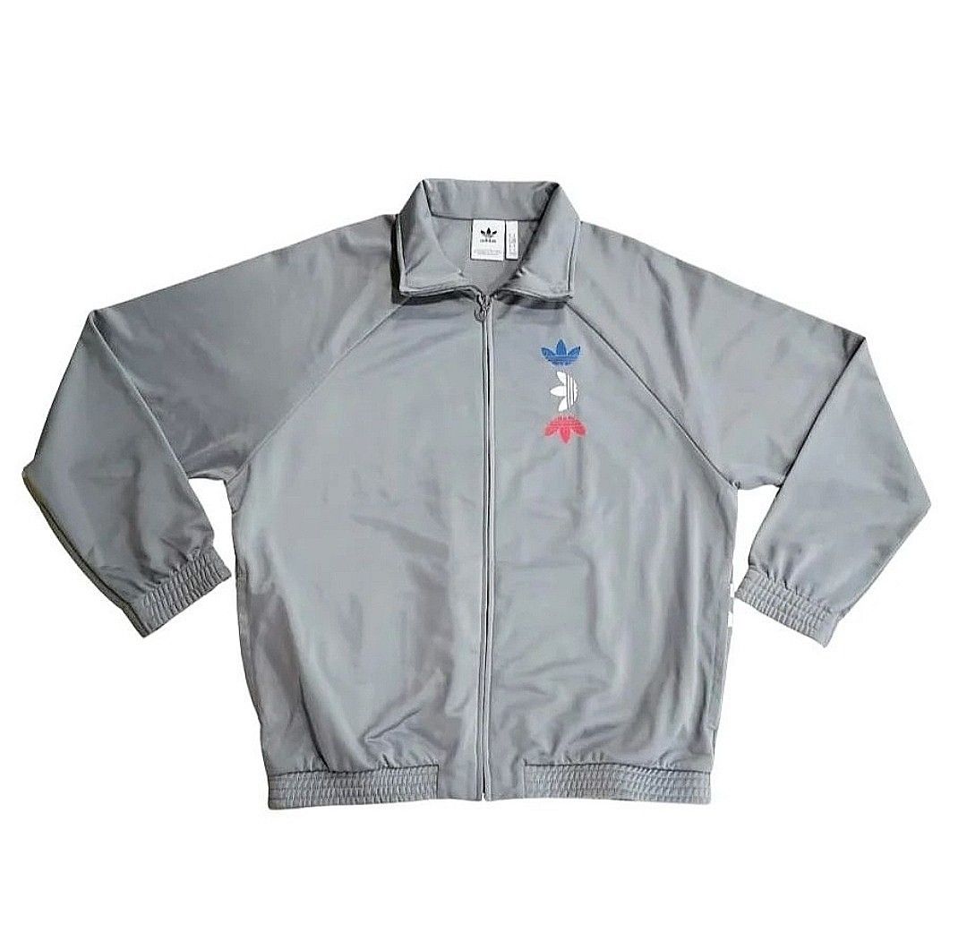 Vintage Adidas Originals Oversized Reflective Trefoil Logo silver Trainer Jacket