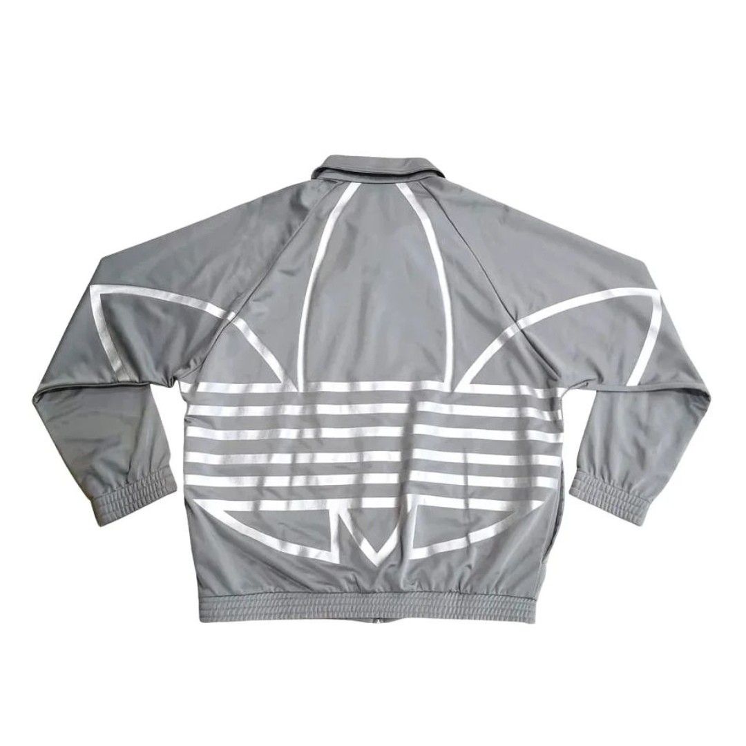 Vintage Adidas Originals Oversized Reflective Trefoil Logo silver Trainer Jacket