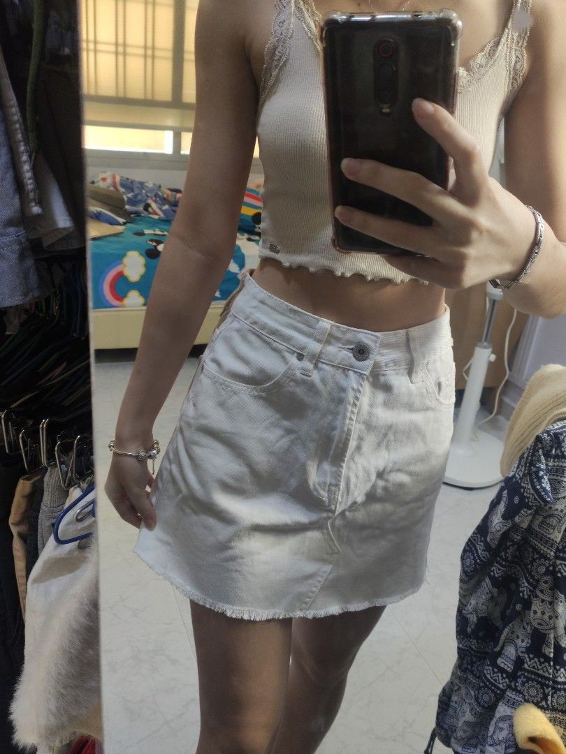 White denim new arrivals skirt cotton on