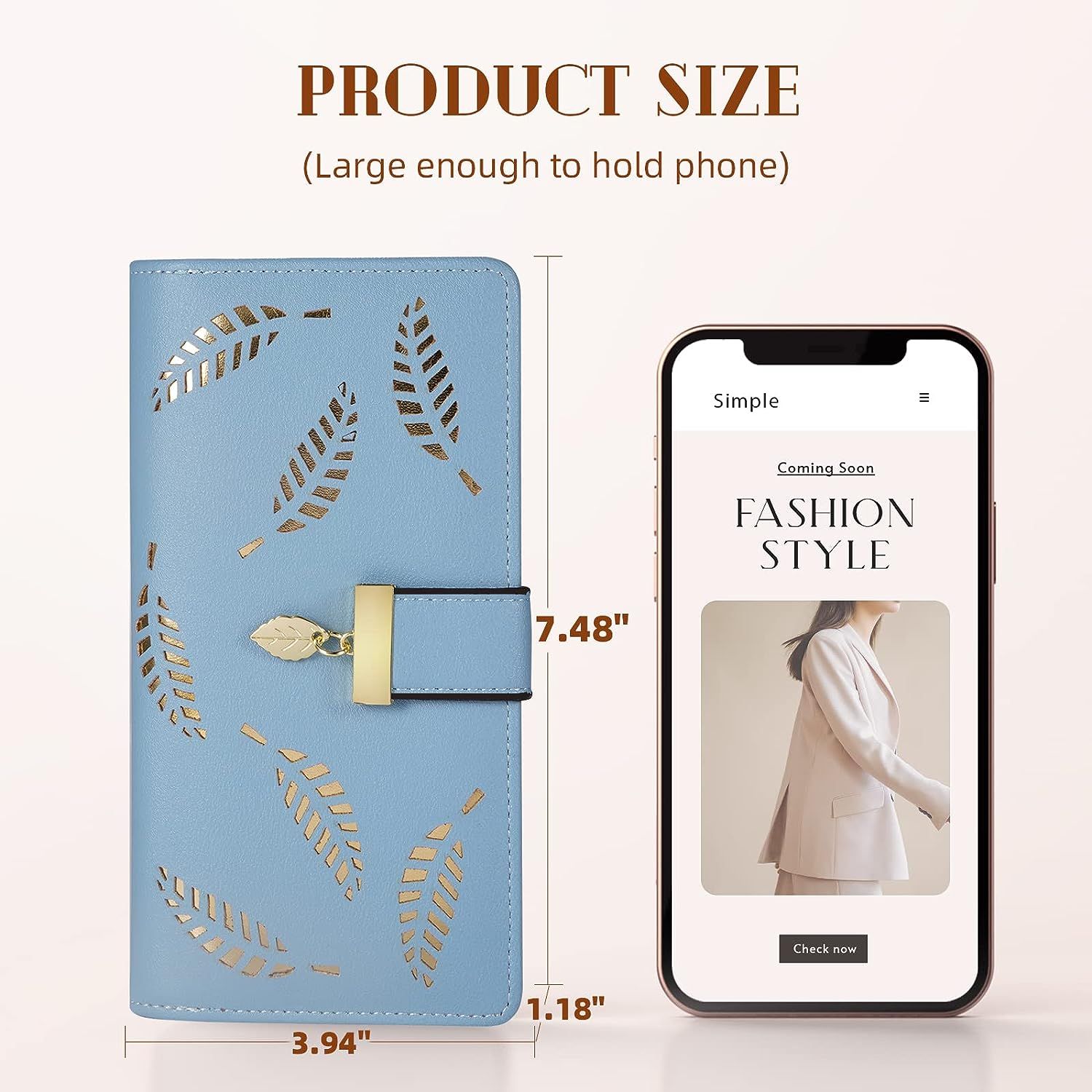 Wallet clutch with smartphone holder outlet