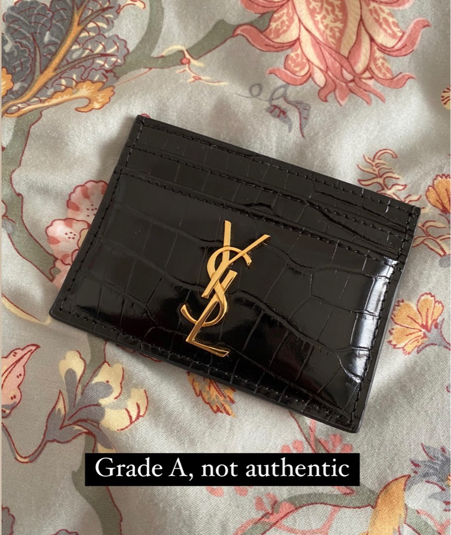 Ysl croc card holder on sale