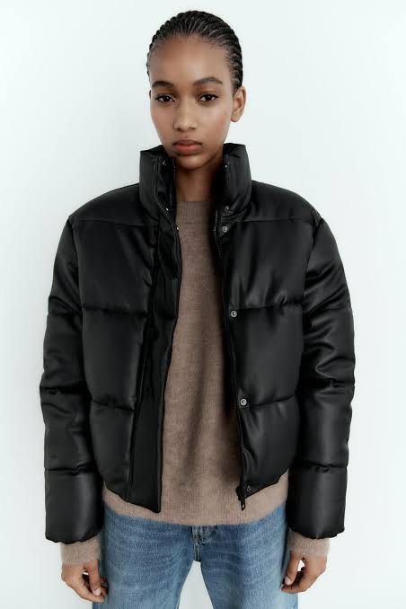 Faux leather puffer jacket h&m clearance
