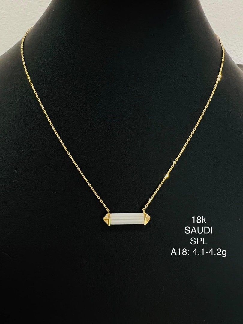 18K Saudi Gold Necklace with 24K Hong Kong Gold Bar Pendant Pawnable