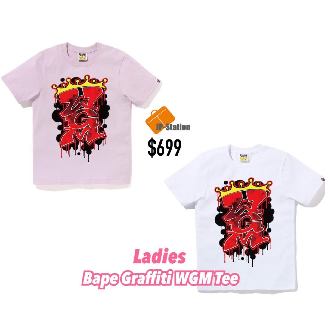 日本代購BAPE 🇯🇵 LADIES GRAFFITI WGM TEE, 女裝, 上衣, T-shirt