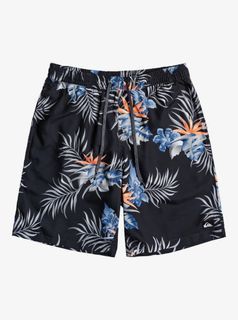 💮便宜代購💮 Quiksilver 黑植物衝浪褲/海灘褲 專櫃正品