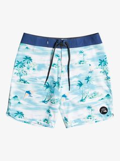 💮便宜代購💮 Quiksilver 白底綠夏威夷衝浪褲/海灘褲 專櫃正品