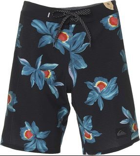 💮便宜代購💮 Quiksilver 黑底綠葉衝浪褲/海灘褲 專櫃正品