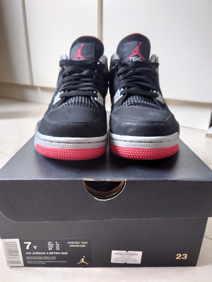 AJ4 Retro Bred (2019), Men's Fashion, Footwear, Sneakers on Carousell