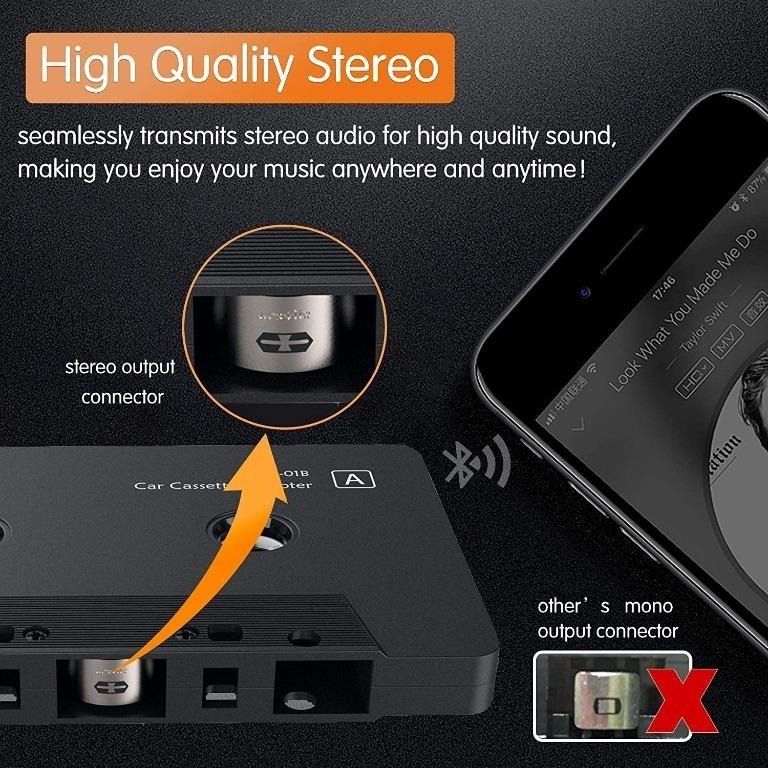 Car Audio Bluetooth-Compatible 5.0 Car Tape Cassette Adapter with