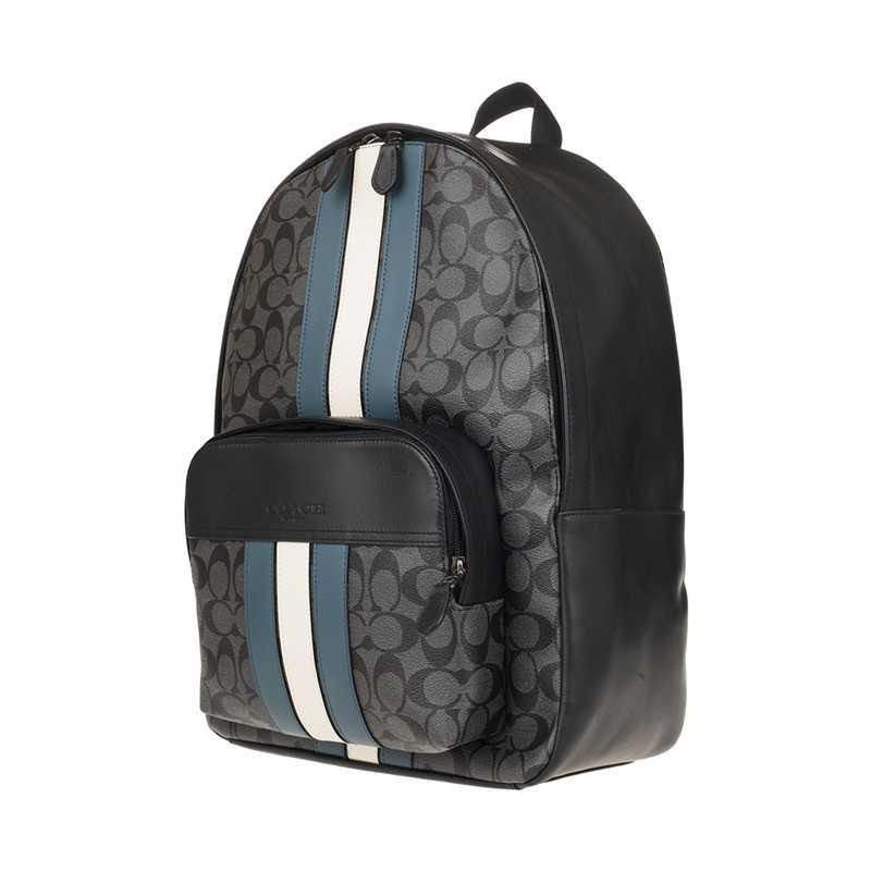Coach stripe backpack sales