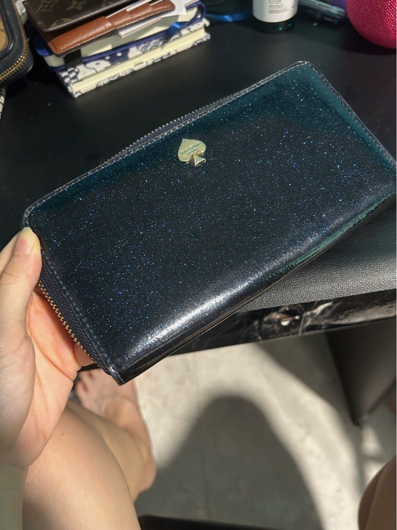 Kate spade blue glitter wallet discount