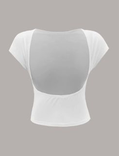 authentic SHEIN white backless fitted cropped crop top