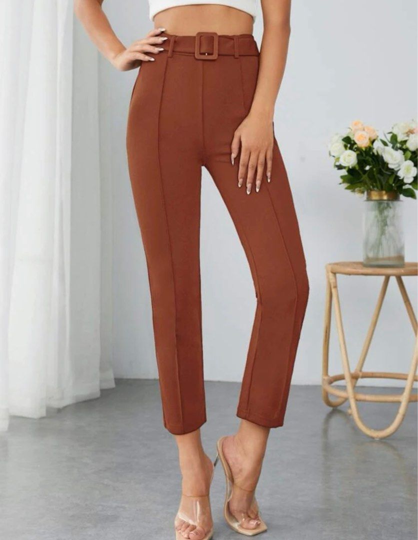 Belted Tapered Cotton Pants