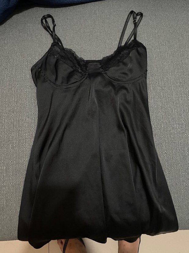 Black coquette slip dress on Carousell