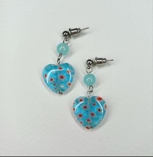 Blue millefiori glass earrings