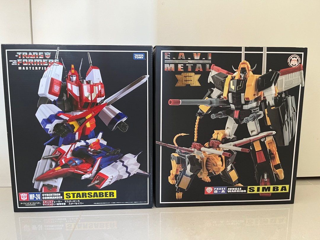 Bundle deal Takara Tomy Transformers Masterpiece MP24 Star Saber and E.A.V.I. Metal Phase 8 A Jungle Warrior Simba Hobbies Toys Toys Games on Carousell
