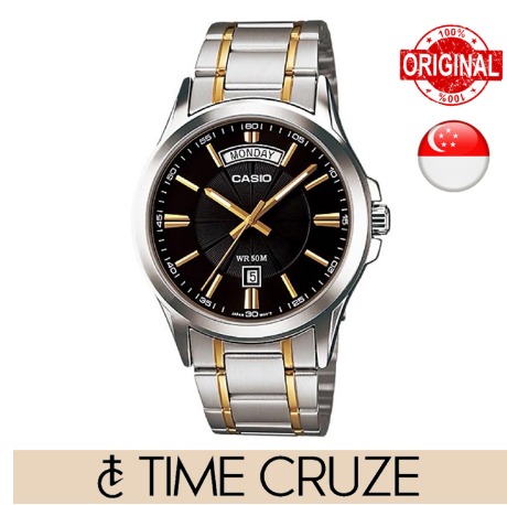 Casio MTP 1381 Chronograph Style Two Tone Stainless Steel Black
