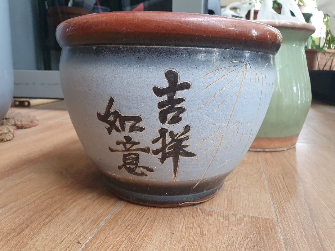 Ceramic pots without holes / ponds for Lotus / water lily, Furniture & Home Living, Gardening