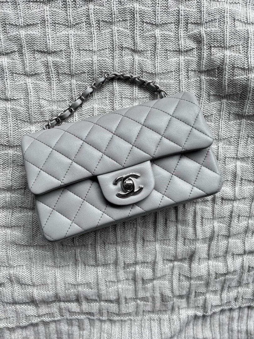 Mini Rectangle Channel Chanel classic mini rectangle in grey, Luxury, Bags & Wallets on Carousell
