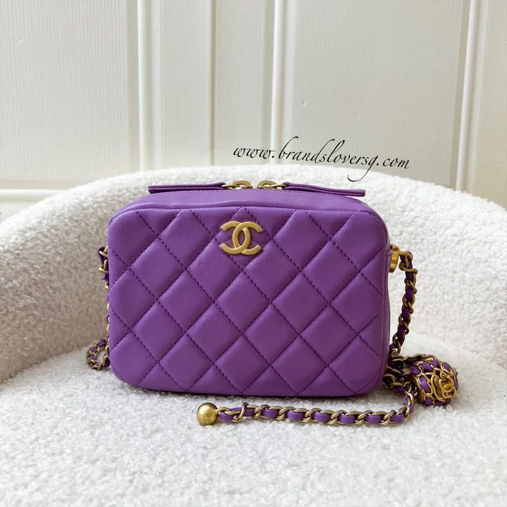 Chanel Pearl Crush Camera Bag in 22S Purple Lambskin AGHW, Luxury, Bags &  Wallets on Carousell