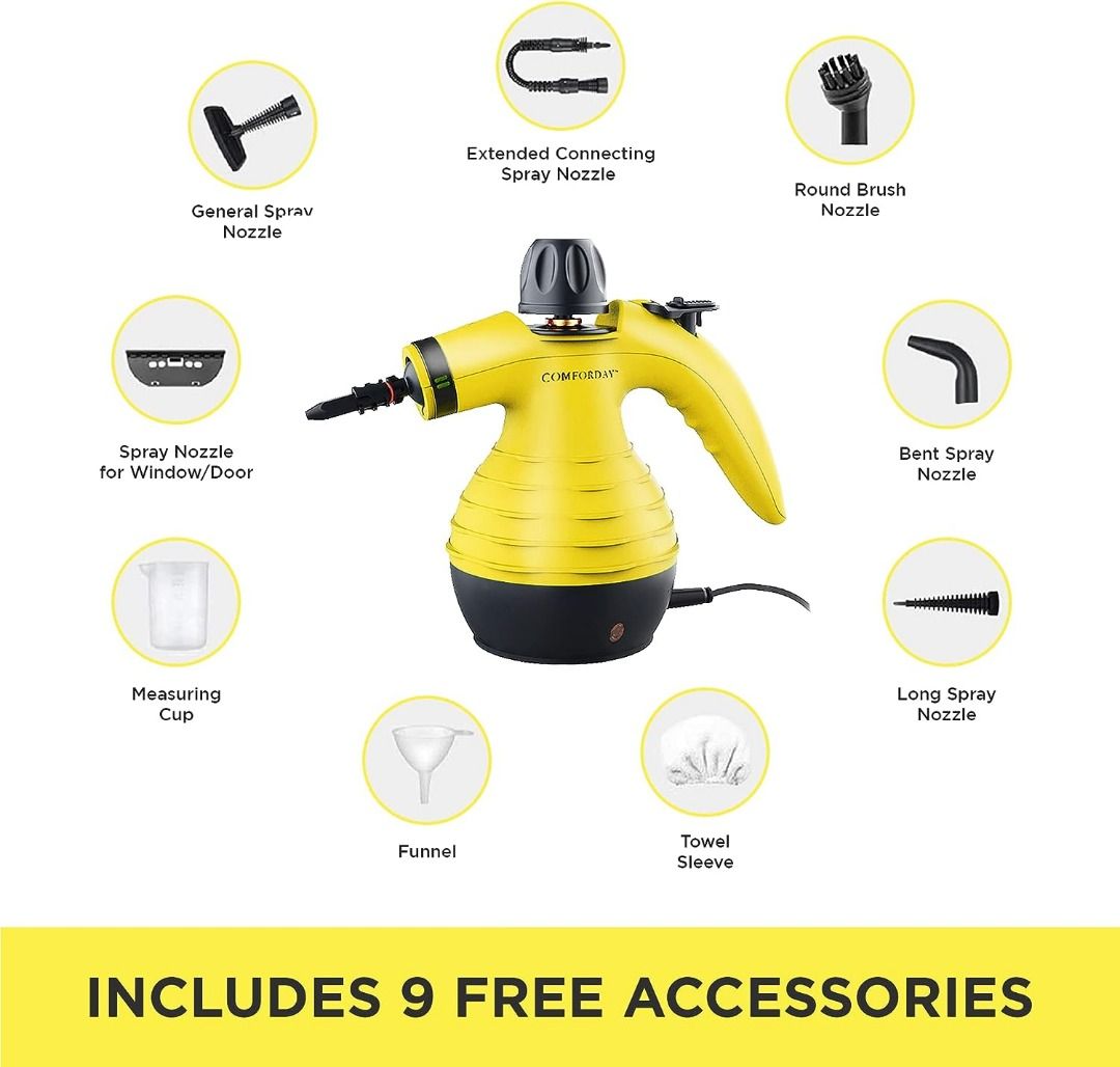 Comforday MultiPurpose Steam Cleaner with 9Piece Accessories, Perfect