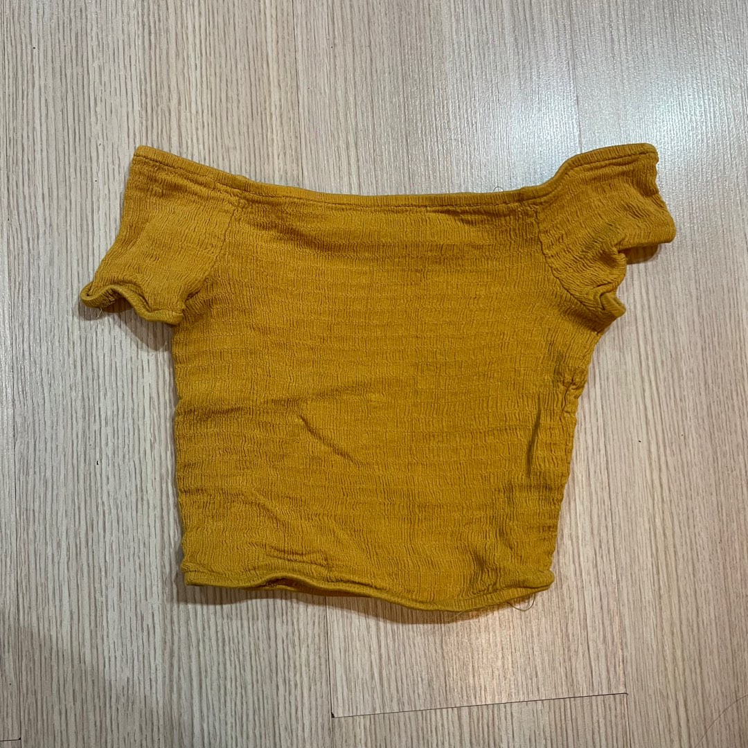 3020079 Yellow Off-Shoulder Top