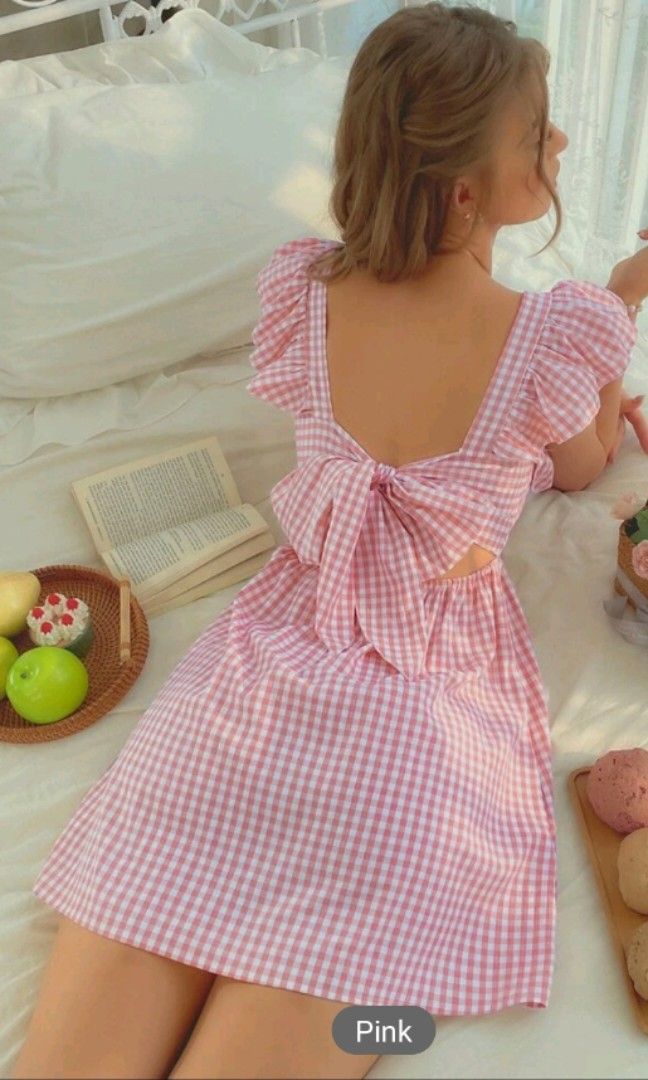 Gingham square sales neck dress